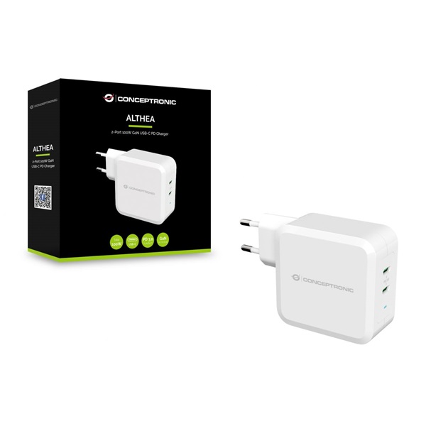 Conceptronic ALTHEA08W 100W PD telefon töltő adapter Fehér Conceptronic ALTHEA08W 100W PD telefon töltő adapter Fehér