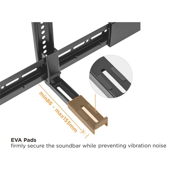 Equip   650895  Támogatott szélesség: 86-155mm rezgés csökkentés Soundbar fali konzol  fekete 