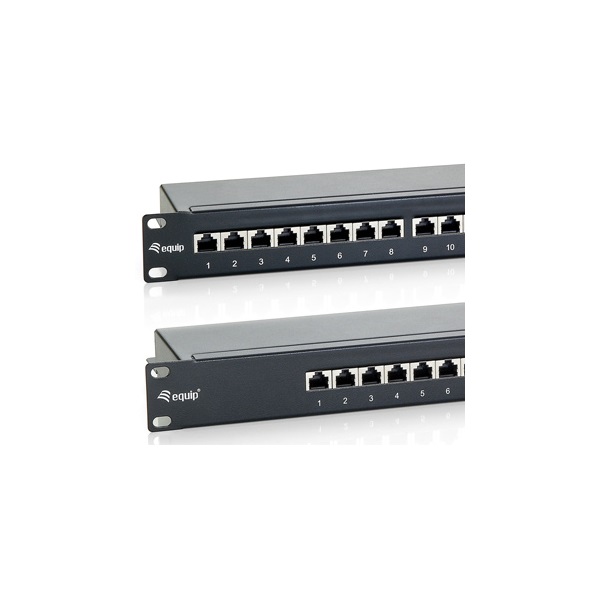 Equip   326424  24 port Cat6 1U árnyékolt  Patch panel Fekete