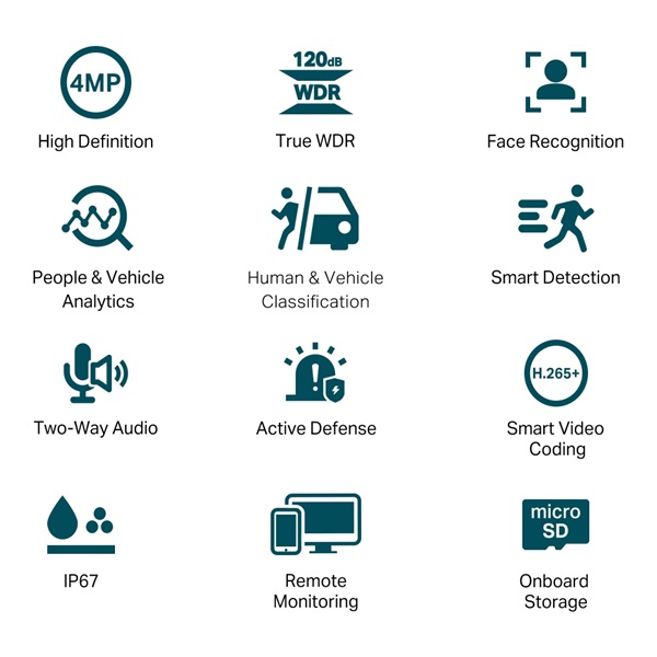 TP-LINK  VIGI C340S(4MM) 4 Megapixel 4mm Objektív  IP Kamera kültéri színes éjjellátó