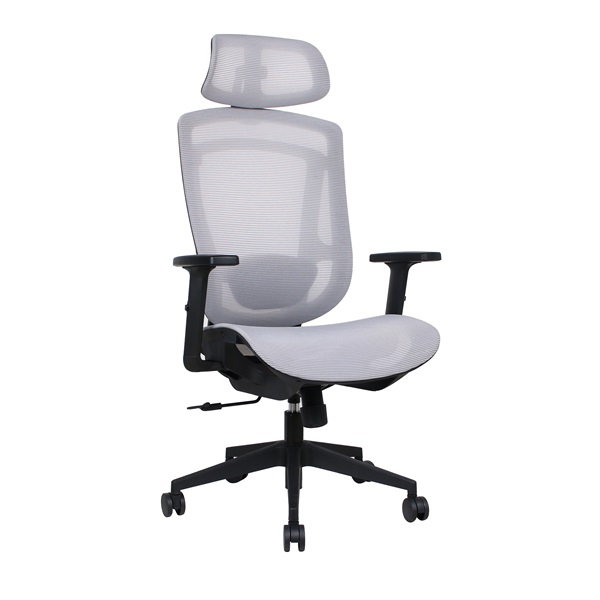 IRISOffice Nimbus szürke ergonómikus, szövet-hálós irodai forgószék fej és háttámasszal