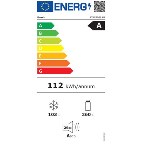 Bosch KGN392LAG Alulfagyasztós hűtőszekrény, A energiaosztály, Szálcsiszolt acél színű