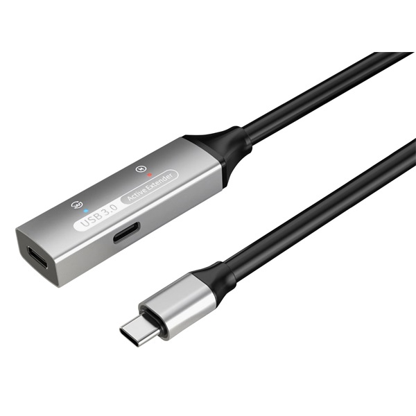 PremiumCord Aktív Kábel USB-C 3.2 Gen1, hosszabbító, repeater, C - C, M/F,   10m, fekete (KU31REP10AL)
