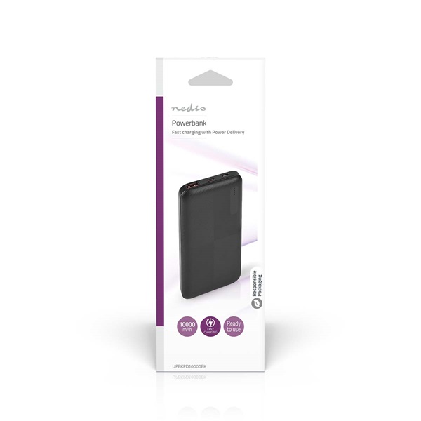 Nedis UPBKPD10000BK hordozható külső akkumulátor 10000mAh powerbank