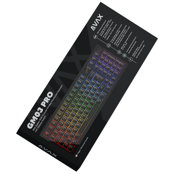 AVAX GM03 PRO 98% Gasket RGB tri-mode mechanikus billentyűzet Gateron sárga switch