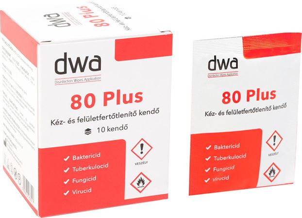 DWA 80 plus Kéz és felületfertőtlenítő kendő (10 db/csomag) (120599)