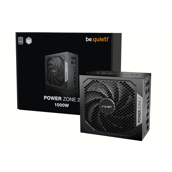 Be Quiet! 1000W  POWER ZONE 2 80+ Platinum  ATX3.1  moduláris  félpasszív ventilátor Tápegység Fekete 
