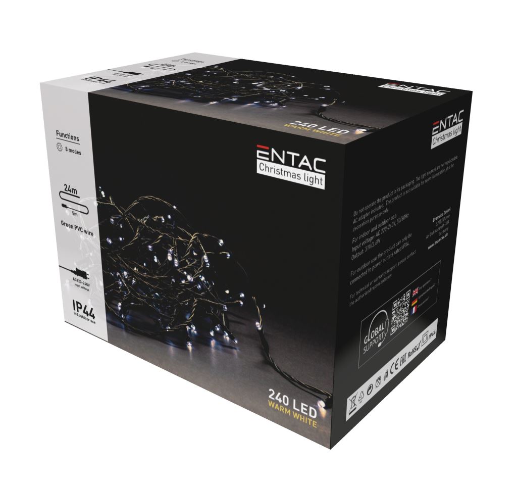 Entac Christmas IP44 240 LED fényfüzér WW 24m (ECL-240-WW)