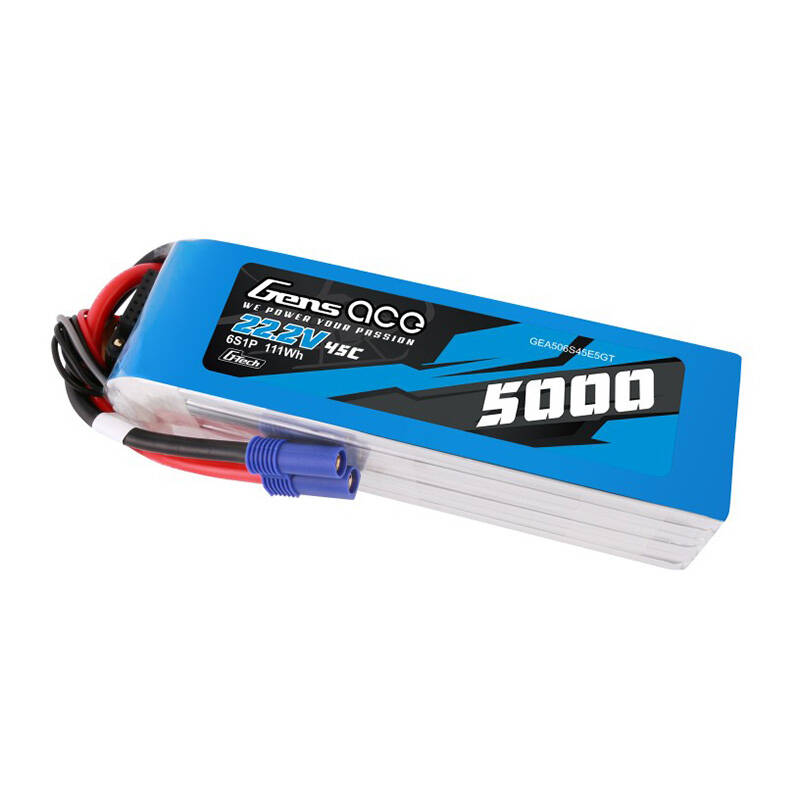 LiPo Gens ace G-Tech 5000mAh 22.2V 45C 6S1P battery with EC5 plug LiPo Gens ace G-Tech 5000mAh 22.2V 45C 6S1P battery with EC5 plug
