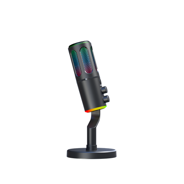 The G-Lab Mikrofon - K-MIC-NEON (3.5mm Jack csatlakozó, RGB, DUAL-CHANNEL CARDIOID, ENC, fekete)