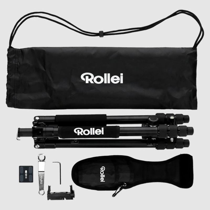 Rollei C5-i állvány + monopod + gömbfej + telefontartó adapter + táska, fekete
