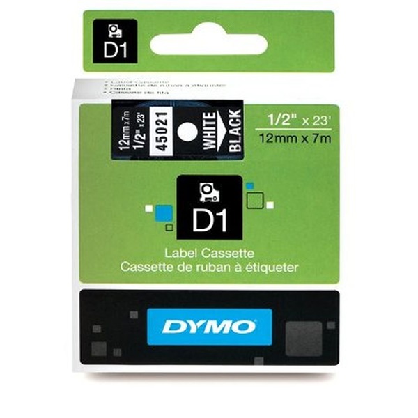 Dymo D1 12mmx7m fekete/fehér feliratozógép szalag Dymo D1 12mmx7m fekete/fehér feliratozógép szalag