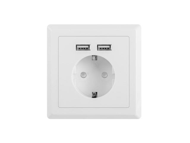 Lanberg Konnektor 2 USB töltővel fehér (AC-WS01-USB2-F) Lanberg Konnektor 2 USB töltővel fehér (AC-WS01-USB2-F)