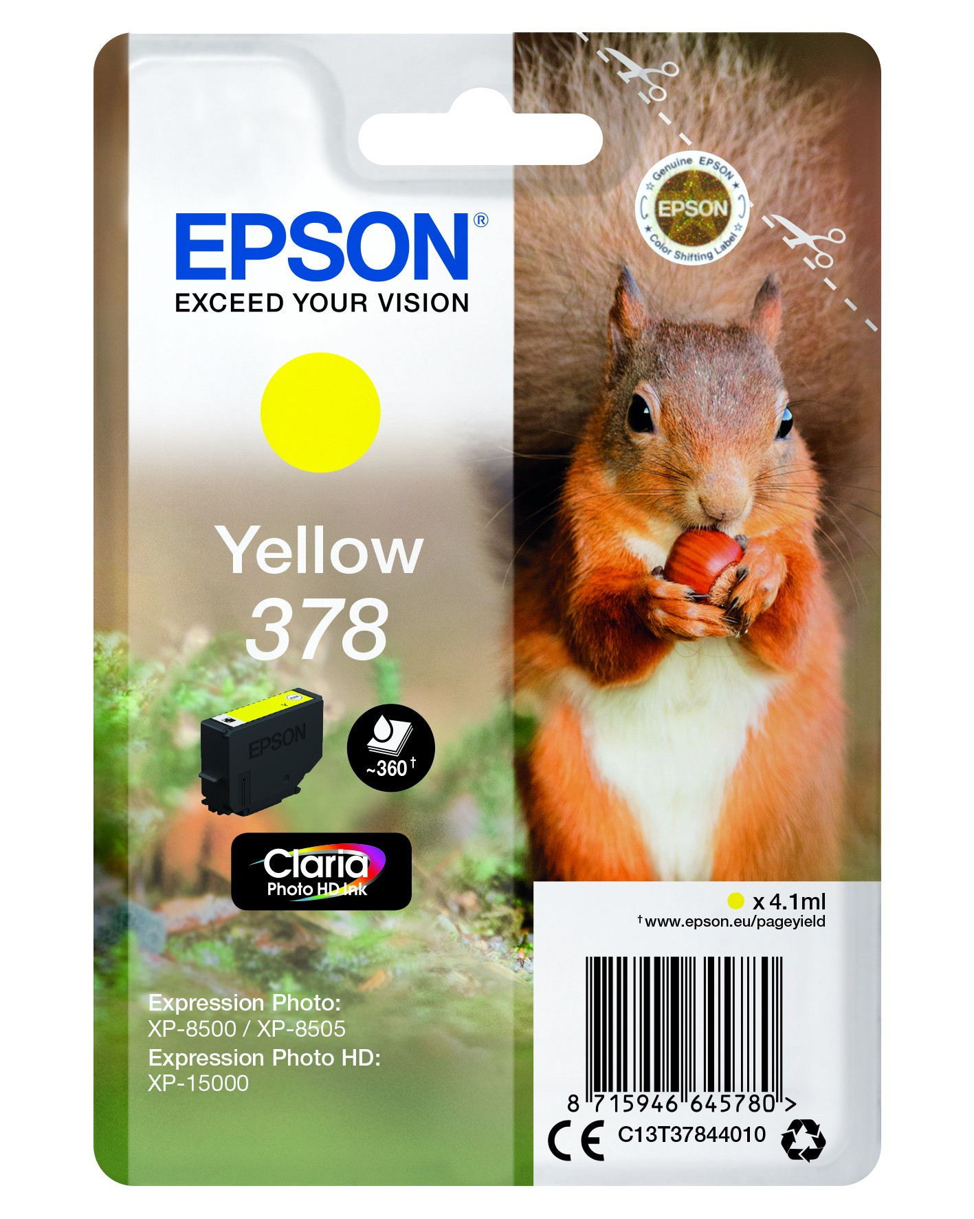 Epson T3784 Tintapatron Sárga 4,1ml No.378 Eredeti Epson T3784 Tintapatron Sárga 4,1ml No.378 Eredeti