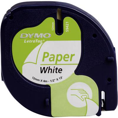 DYMO feliratozószalag LetraTag, 12mm, fehér/fekete, papír, S0721520 DYMO feliratozószalag LetraTag, 12mm, fehér/fekete, papír, S0721520