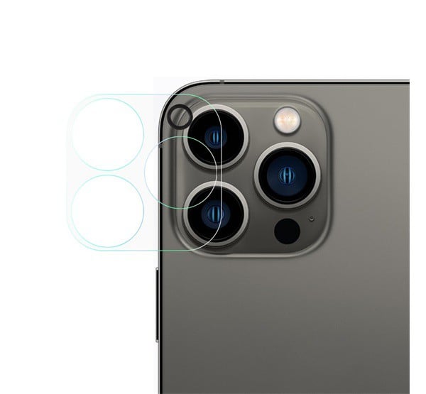 Kameravédő üveg (2.5D lekerekített szél, karcálló, 9H) ÁTLÁTSZÓ [Apple iPhone 13 Pro Max]