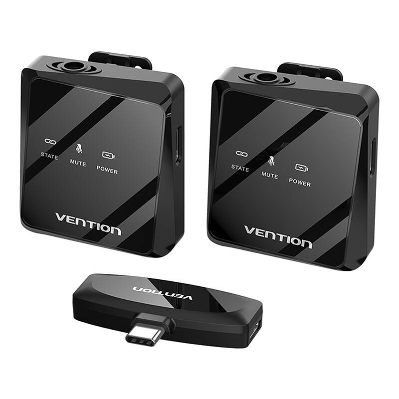 Vention NCBB0 USB-C Wireless mikrofonx2 Fekete