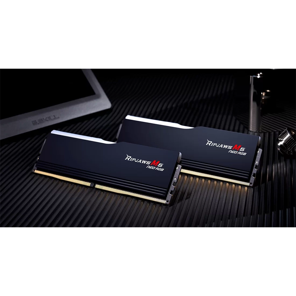 G.SKILL Ripjaws M5 Neo DDR5-6400Mhz CL32-40-40-102 1.40V 32GB Kit2 (2x16GB)AMD EXPO Memória Fekete