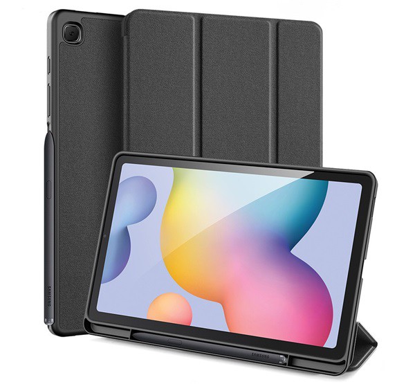 DUX DUCIS DOMO tok álló, bőr hatású (aktív FLIP, oldalra nyíló, TRIFOLD S Pencil tartó, textil minta) FEKETE [Samsung Galaxy Tab S6 Lite ... DUX DUCIS DOMO tok álló, bőr hatású (aktív FLIP, oldalra nyíló, TRIFOLD S Pencil tartó, textil minta) FEKETE [Samsung Galaxy Tab S6 Lite ...