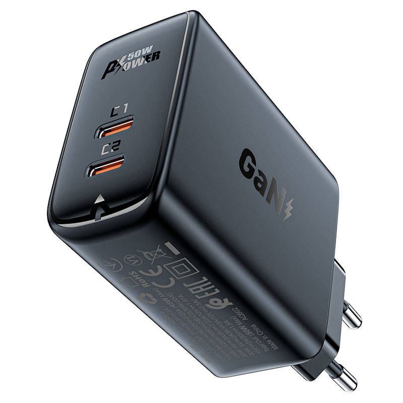 ACEFAST A29 hálózati töltő 2xUSB-C, PD50W fekete