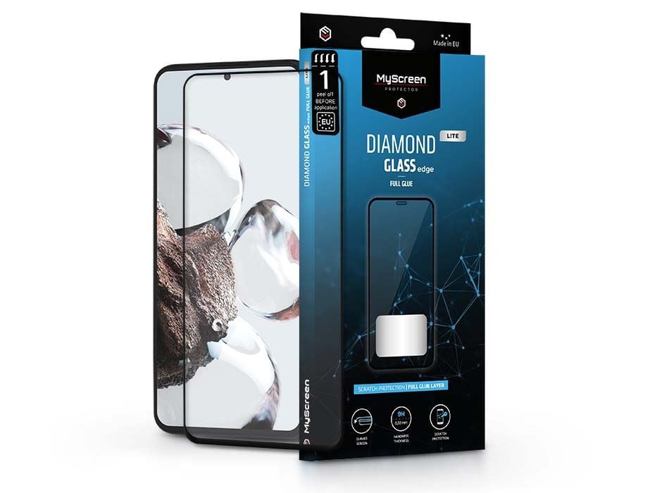 MyScreen Xiaomi 12T/12T Pro Diamond Glass Lite Edge2.5D edzett üveg kijelzővédő fólia fekete kerettel (LA-2230)