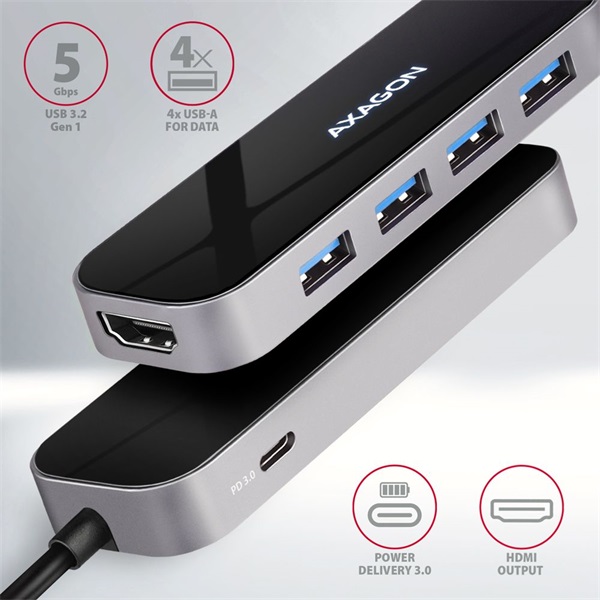 Axagon HMC-6H4A SuperSpeed USB-C Combo 6in1 Hub
