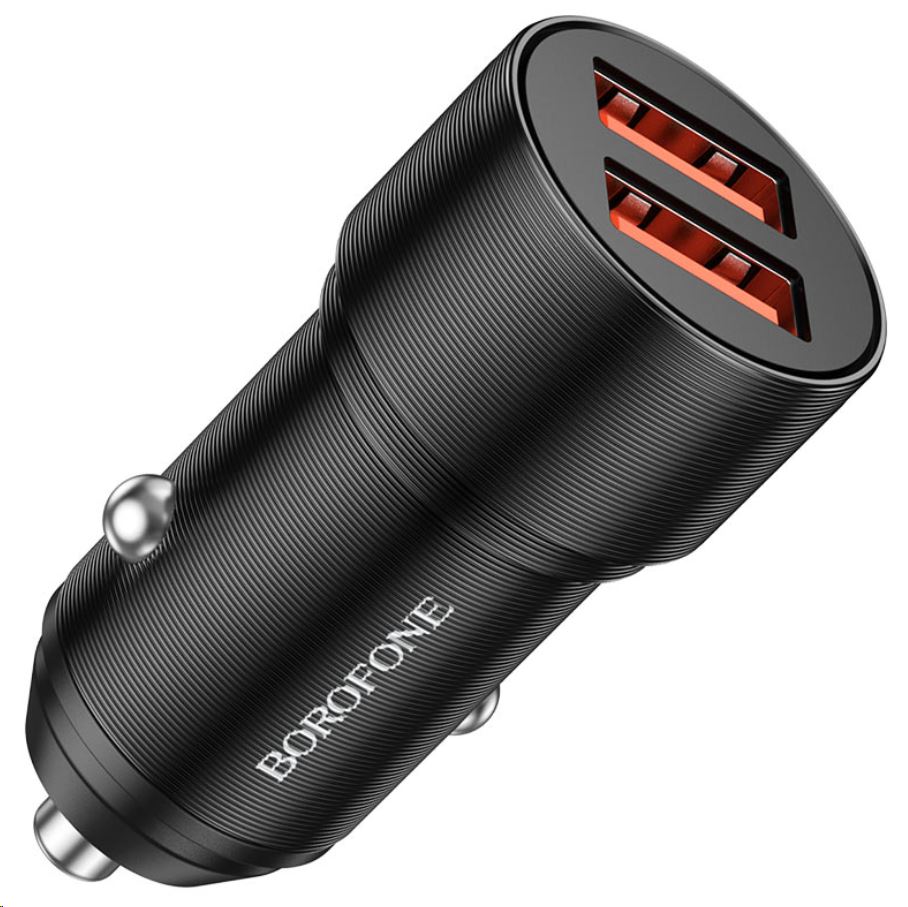 Borofone BZ19 dupla USB portos szivargyújtó töltő fekete Borofone BZ19 dupla USB portos szivargyújtó töltő fekete