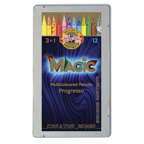 Koh-I-Noor 8772 Progresso Magic henger alakú 12db-os vegyes színű színes ceruza Koh-I-Noor 8772 Progresso Magic henger alakú 12db-os vegyes színű színes ceruza