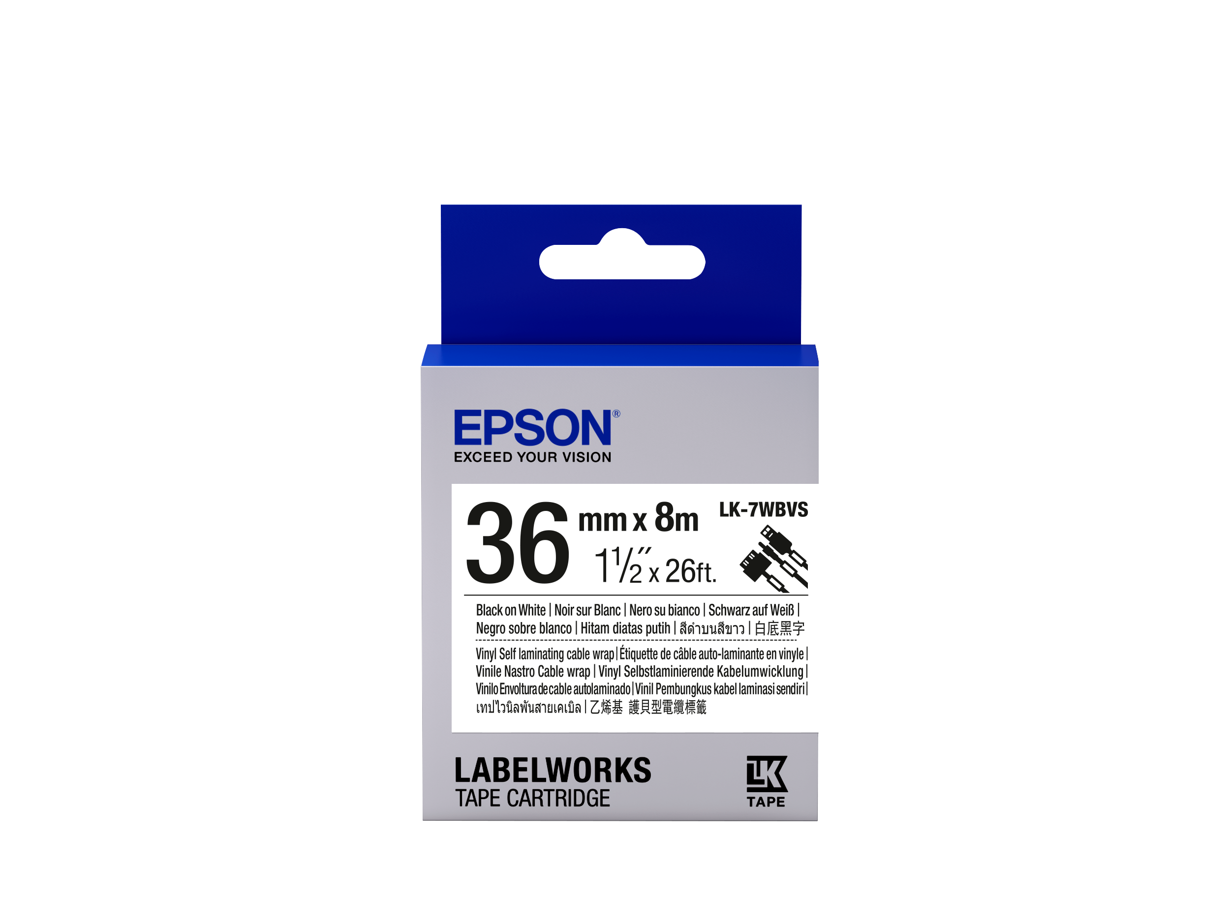 Epson LK-7WBVS címkeszalag 36mm (8m) Fekete-fehér Epson LK-7WBVS címkeszalag 36mm (8m) Fekete-fehér