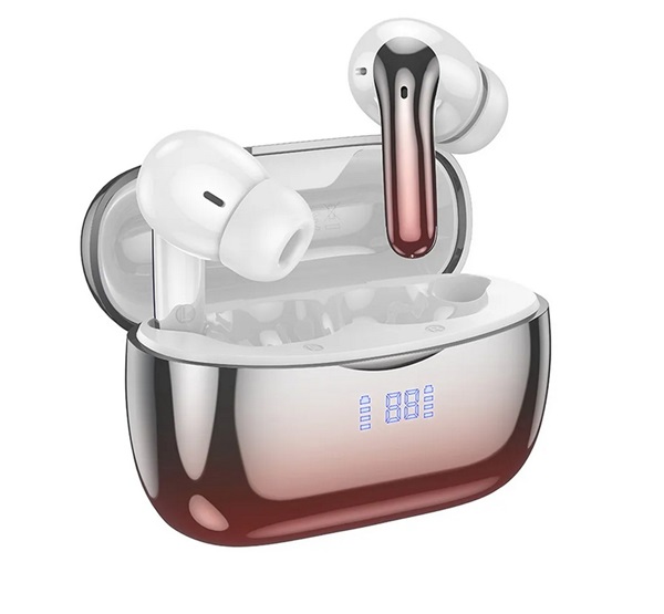 Hoco EQ16 bluetooth fülhallgató SZTEREO (v5.3, TWS, mikrofon, LED kijelző, aktív zajszűrő + töltőtok) FEKETE/PIROS (EQ16_R)