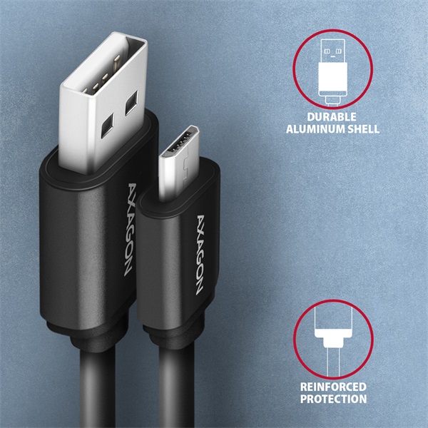 Axagon BUMM-AM10TB Twister Micro USB - USB-A adat- és töltőkábel 0.6m fekete Axagon BUMM-AM10TB Twister Micro USB - USB-A adat- és töltőkábel 0.6m fekete