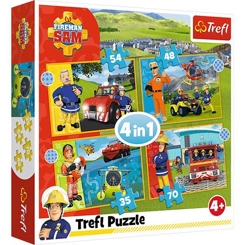 Trefl Sam a tűzoltó: Bátor Sam 4 az 1-ben puzzle (34387)