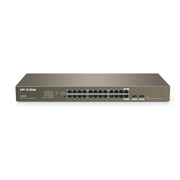 IP-COM G1024F 24-Port Gigabit Unmanaged Switch with 2 SFP Slots IP-COM G1024F 24-Port Gigabit Unmanaged Switch with 2 SFP Slots