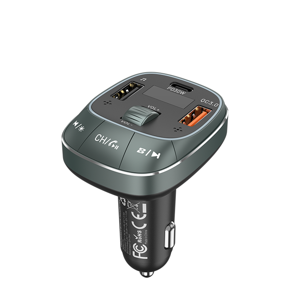 Vention 3-Port USB Autós töltő FM Transmitter Fekete