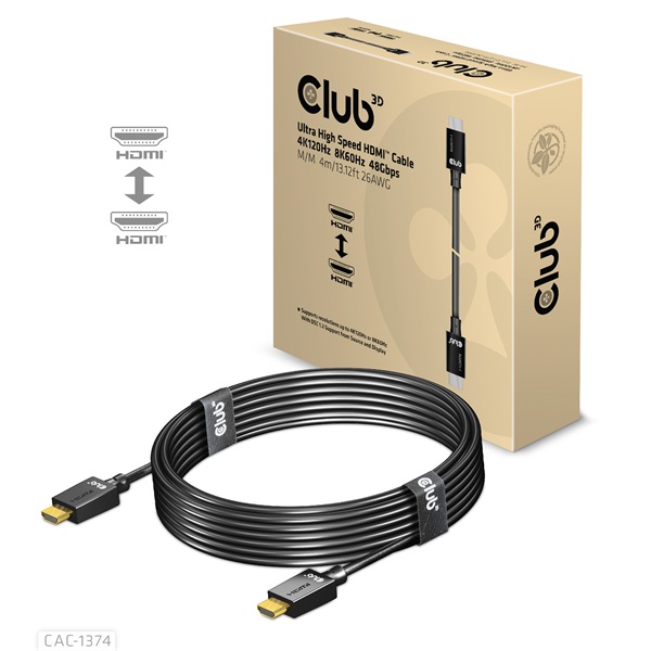 Club3D Ultra High Speed HDMI 4K120Hz, 8K60Hz Cable 48Gbps M/M 4 m  26AWG kábel