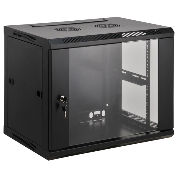 Manhattan Rackszekrény 19" fali kivitel 9U 500 (h) x 600 (w) x 450 (d) mm, Összeszerelt Fekete Manhattan Rackszekrény 19" fali kivitel 9U 500 (h) x 600 (w) x 450 (d) mm, Összeszerelt Fekete