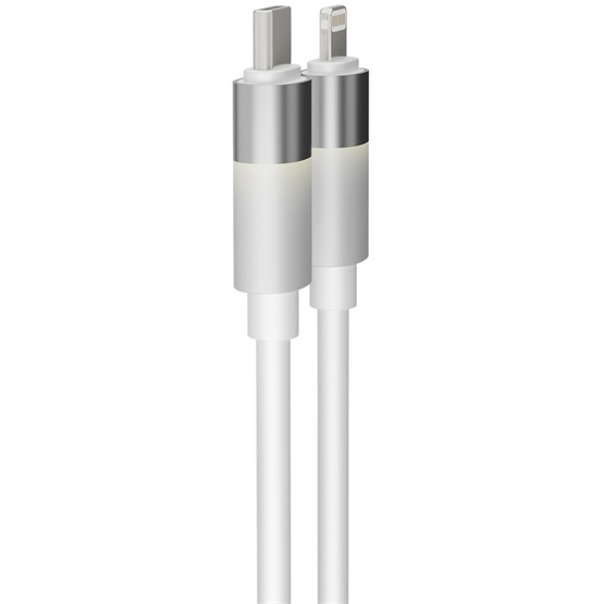 AVAX CB314 GLOWY 27W USB-C - Lightning gyorstöltő kábel 1m Fehér