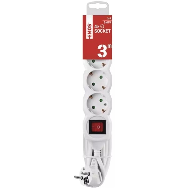 EMOS P1423R 4 aljzat 3méter 1,5mm2 kapcsolós hosszabbító EMOS P1423R 4 aljzat 3méter 1,5mm2 kapcsolós hosszabbító