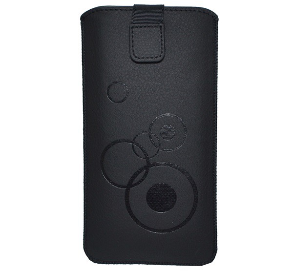 DEKOCASE tok álló (kör minta, kihúzható tépőzár, övre fűzhető, univerzális, 6.3" méret) FEKETE [vivo V23 5G]