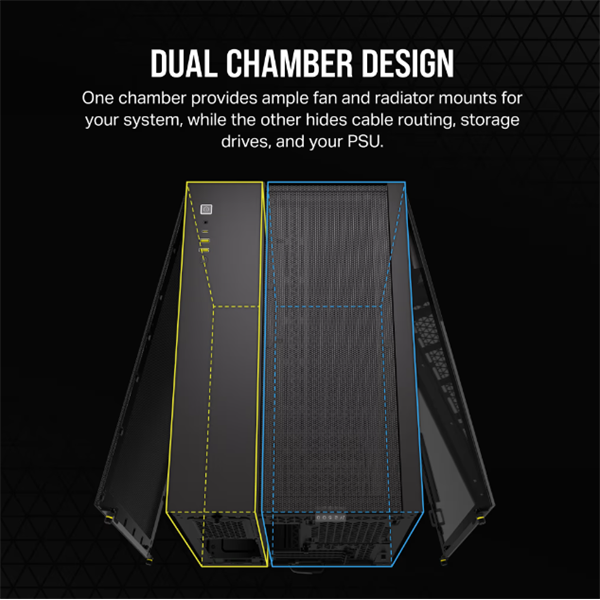 CORSAIR 2500D Airflow Tempered Glass Mid-Tower számítógépház fekete