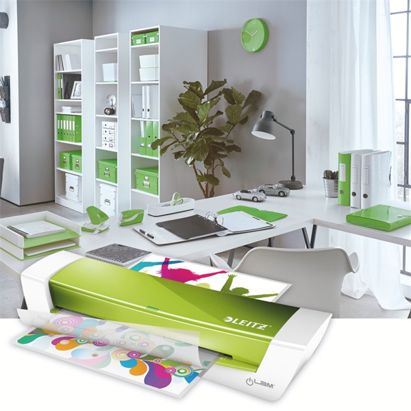 Laminálógép, A4, 80-125 mikron, LEITZ "iLam Home Office", zöld