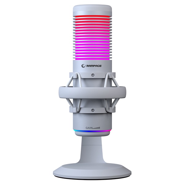 Rampage    BEMOL USB PC/MAC/Android  zajelnyomó  állvány fehér  2m kábel  RGB Mikrofon
