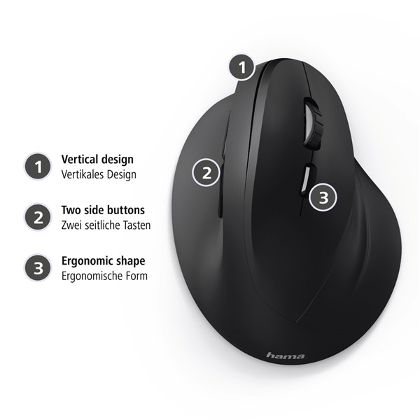 Hama EMC-500 ergonomikus optikai egér fekete (182698)