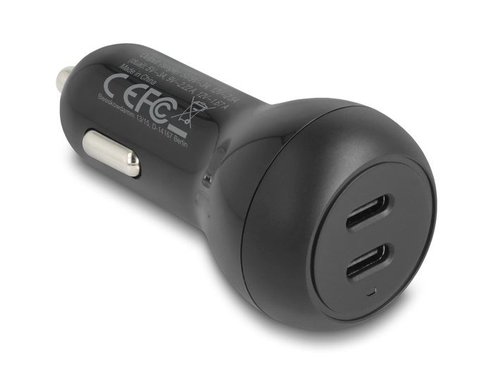 DeLock   2 x USB Type-C™ PD 3.0 with 40W Autós töltő Fekete