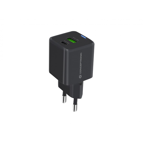 Conceptronic  ALTHEA15B USB-C+USB-A 20W  telefon töltő adapter Fekete 