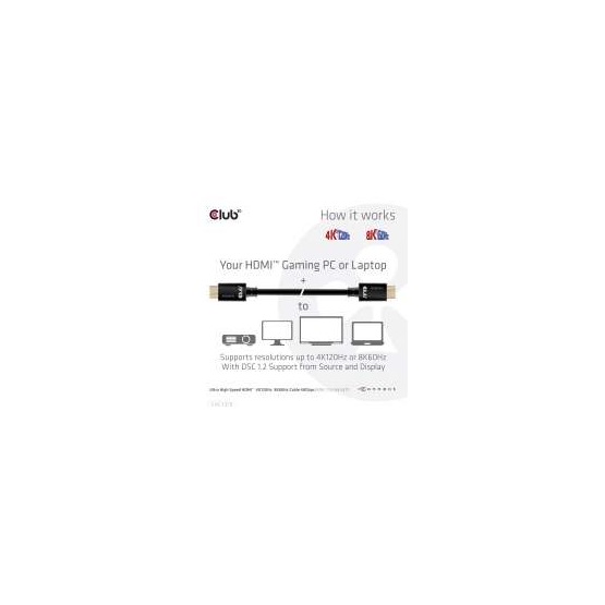 Club3D HDMI 2.1 MALE TO HDMI 2.1 MALE ULTRA HIGH SPEED 4K 120Hz  1,5m  kábel