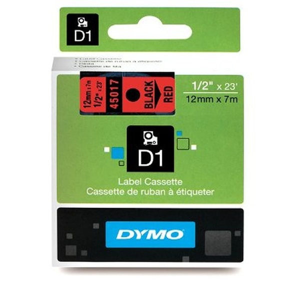 Dymo D1 12mmx7m fekete/piros feliratozógép szalag Dymo D1 12mmx7m fekete/piros feliratozógép szalag
