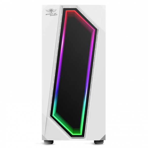 Spirit of Gamer Számítógépház - INFINITY White (fekete, ablakos, 8x12cm ventilátor, alsó táp,  ATX, 1xUSB3.0, 2xUSB2.0)