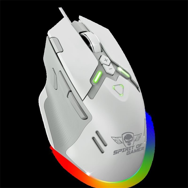 Spirit of Gamer   ELITE-M60 White Optikai 20000 DPI 1000Hz 9 programozható gomb RGB vezetékes Egér Fehér