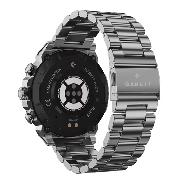 GARETT ATOM ezüst-fekete fém/szilikon Okosóra 